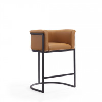 Manhattan Comfort CS008-CL Cosmopolitan 33.8 in. Camel and Black Metal Counter Height Bar Stool